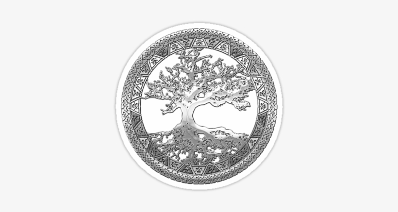 Celtic Tree Of Life, Yggdrasil [silver]" Stickers By - Norse Tree Of Life Celtic Wicca Necklace Pendant Pagan, transparent png #3028106