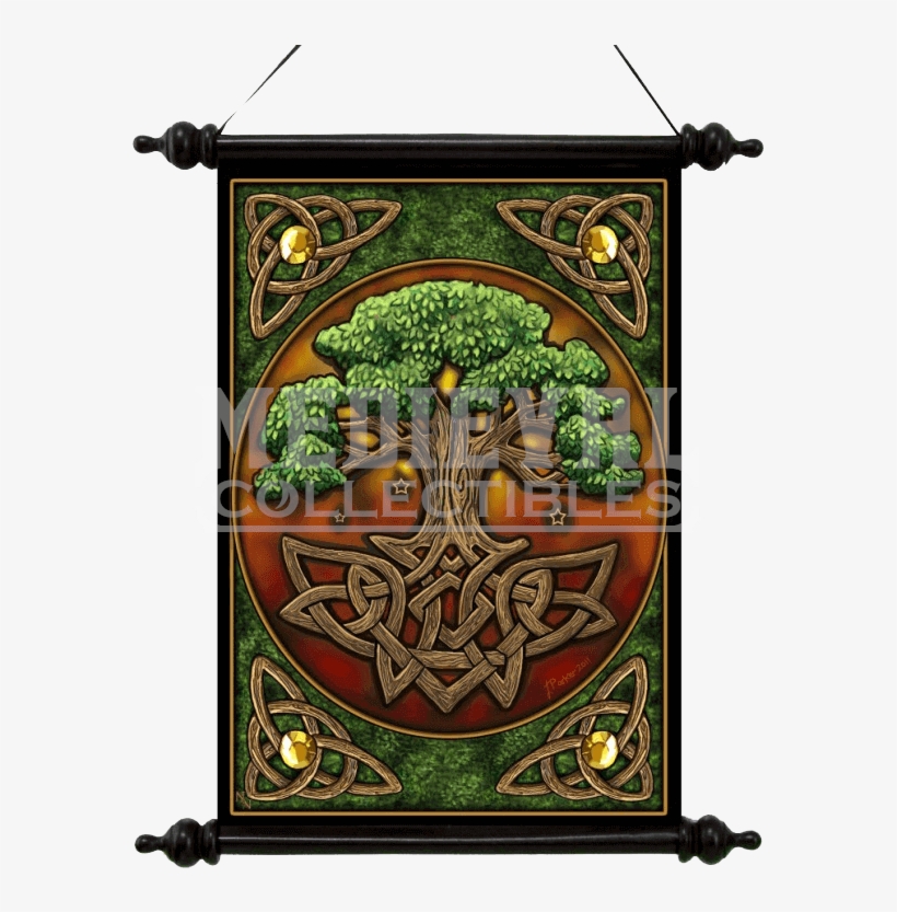 Celtic Tree Of Life Art Scroll - Design Toscano Tree Of Life Canvas Wall Scroll Tapestry, transparent png #3028257