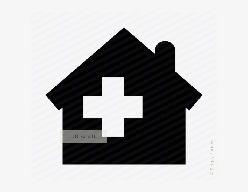 Vector Icon Of House With Cross Inside - Small Hospital Icon, transparent png #3028536