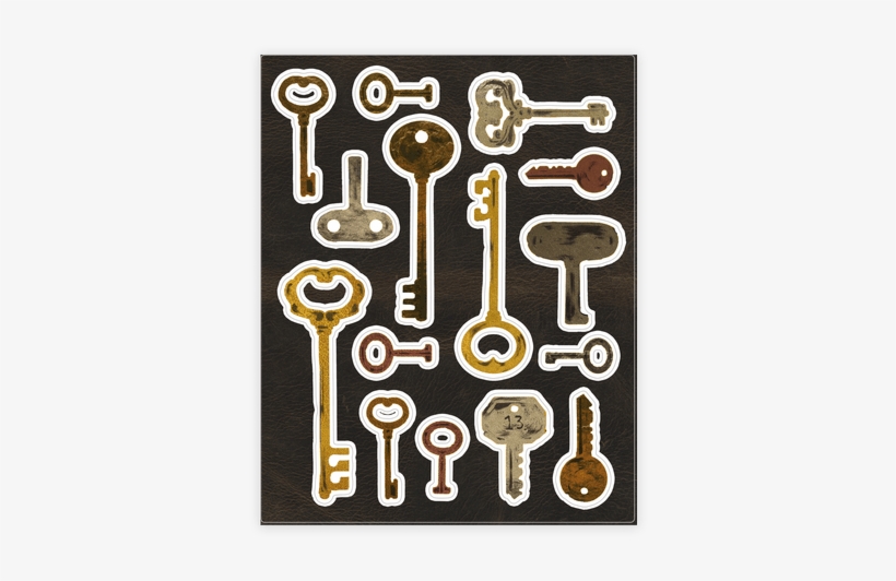 Antique Key Sticker/decal Sheet - Sticker, transparent png #3031155