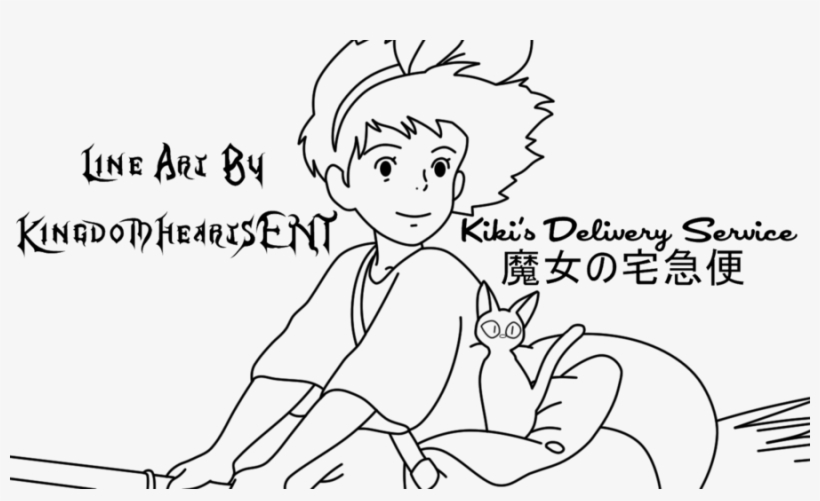Kiki's Delivery Service Colouring Page - Line Art, transparent png #3032162