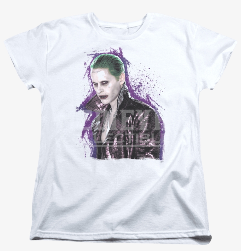 Suicide Squad Joker Stare Womens T-shirt - Suicide Squad Joker Jacket Skull Youth Black Back Sublimation, transparent png #3033344