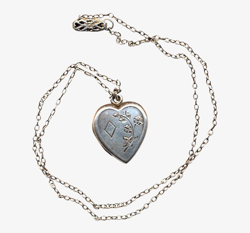 Heart Pendant Png Transparent - Vintage Sterling Silver Heart Locket Pendant Necklace, transparent png #3035647