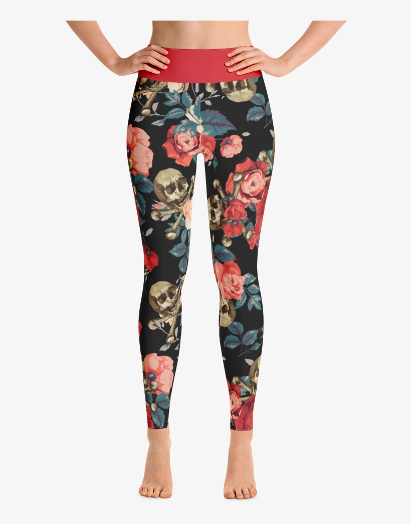 Roses & Cross Bones Pattern High Waist Leggings - Teamouflage Philadelphia Flying Eagles Camo/ Camouflage, transparent png #3036492