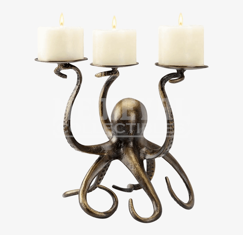 Antique Bronze Color Octopus Tentacle Pillar Trio Candleholder, transparent png #3036827