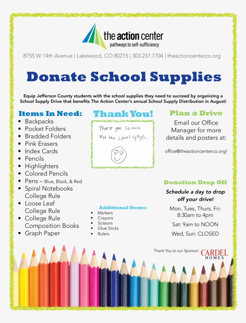 For Volunteer Opportunities, Please Email - School Supplies Donation Posters, transparent png #3037100
