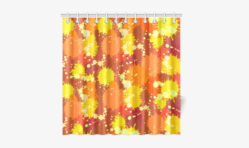 Summer Orange Yellow Splash Painting Shower Curtain - Window Valance, transparent png #3037473