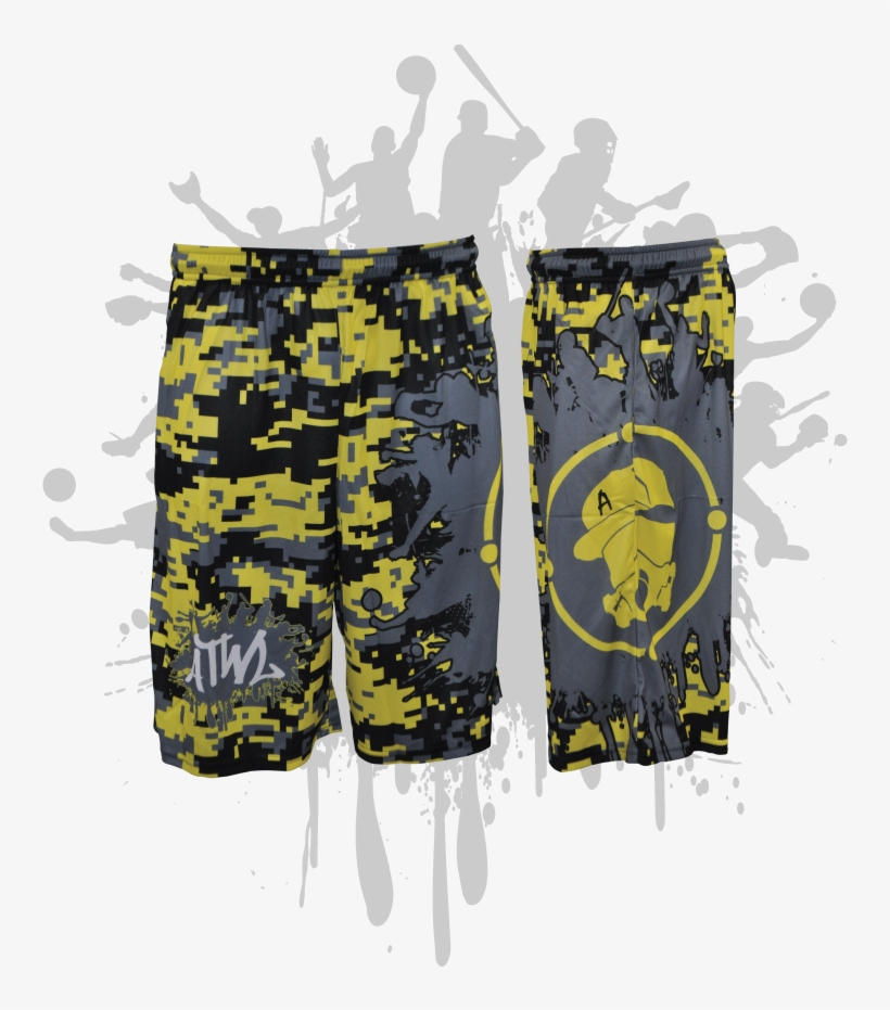 Splatter Splash Digital Camo Mens Full Dye Shorts Yellow/black/charcoal - Georgia Bulldogs Carbon Fiber Acrylic License Plate,, transparent png #3037551
