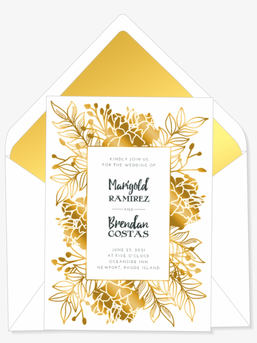 Flower Frame Wedding Invitation - Wedding Invitation, transparent png #3038266