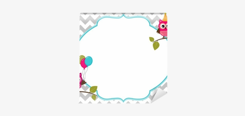 Owl Party Invitation Card Template With White Frame - Tarjetas De Cumpleaños Buho, transparent png #3038513