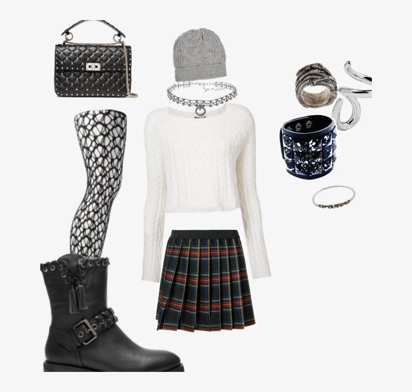 90s Punk Schoolgirl - Valentino Garavani Rokstud Spike Medium Shoulder Bag, transparent png #3039163