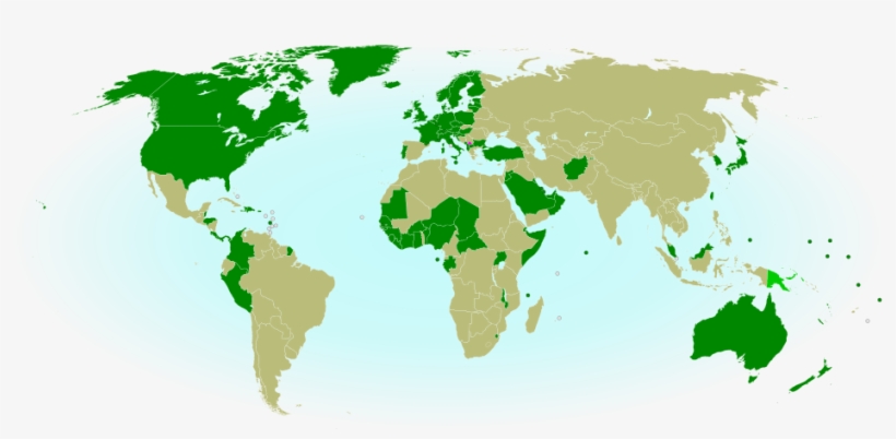 Countries Recognizing The Republic Of Kosovo In Green, - World Map, transparent png #3041323