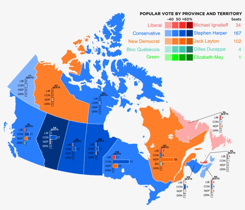 1000px-canada 2011 Federal Election - Canada 2011 Election Map, transparent png #3041357