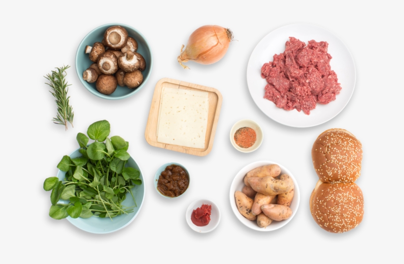 Mushroom & Swiss Burger With Pan-seared Fingerling - Quality, transparent png #3041445