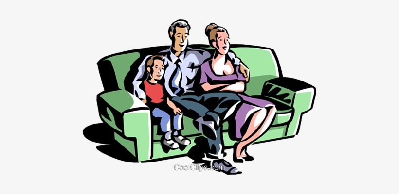 Family Sitting On A Couch Royalty Free Vector Clip - Family Watching Tv Together, transparent png #3042108