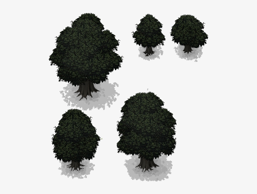 Dark Green Trees With Shadows For Parallax Mapping - Rpg Maker, transparent png #3042306