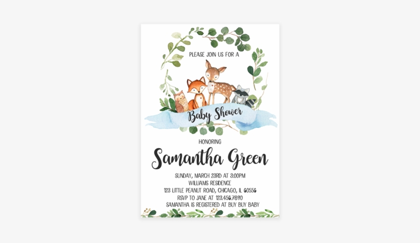 Greenery Woodland Baby Shower Invitation Printable - Personalised Tote Bag. Green Tote Bag. Bridesmaid, transparent png #3042687