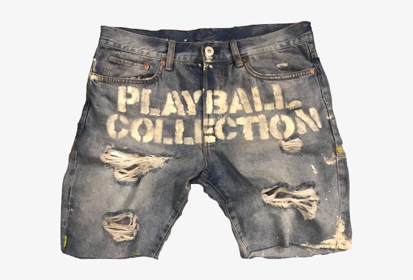 Image Of Desrtoyed Playball Denim Shorts - Shorts, transparent png #3043069