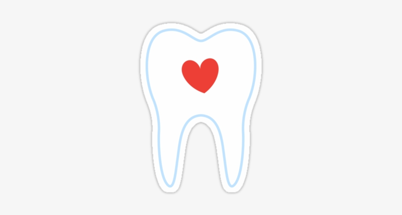 Sticker Featuring A White Molar Tooth With A Red Heart - Dentistry, transparent png #3045183