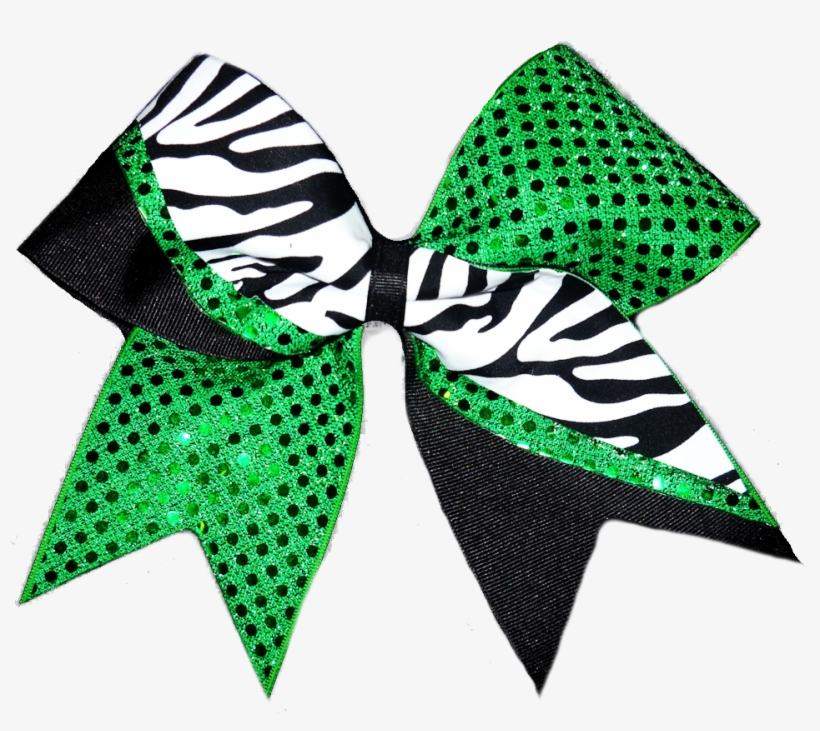 Green Zebra Tick Tock Cheer Bow - Cheerleading, transparent png #3046266