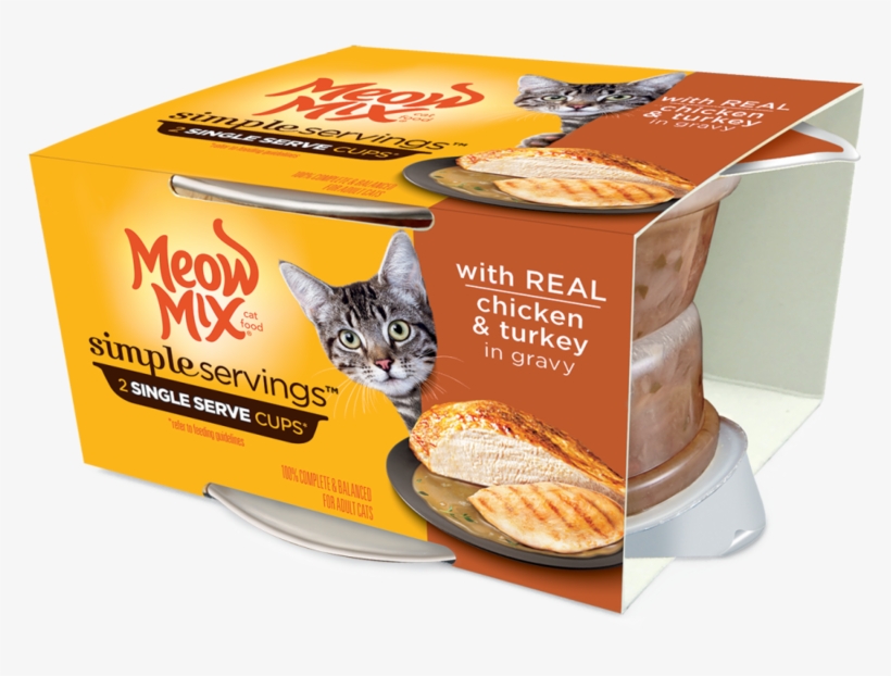 Meow Mix Simple Servings Adult Chicken And Turkey Recipe - Simple Serving Meow Mix, transparent png #3046440