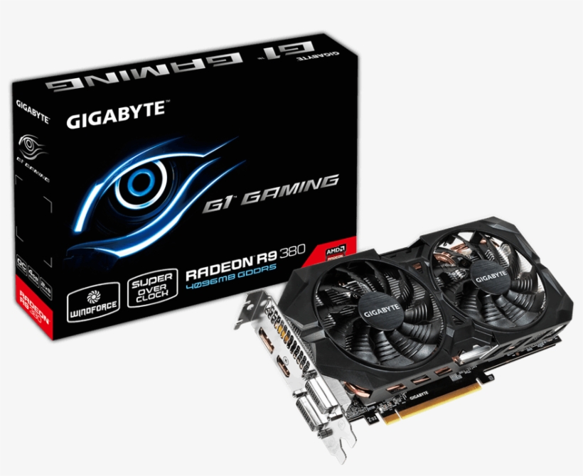 Gigabyte Video Card Gv R938g1 Gaming 4gd R9 380 4gb - Gigabyte R9 380 G1 Gaming, transparent png #3047291