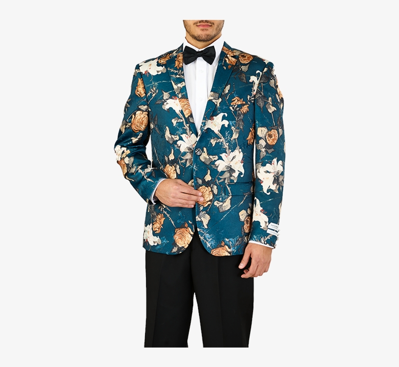 Lorenzo Bruno Slim Fit Floral Print Single-breasted - Single-breasted, transparent png #3047569