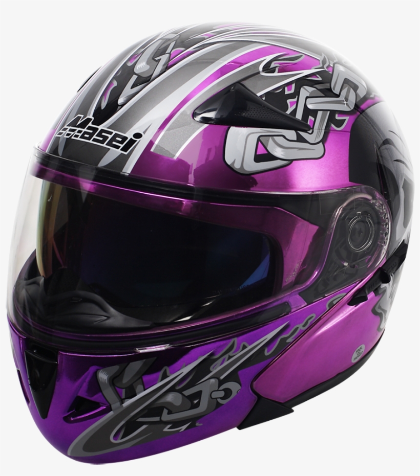 803 Chrome Skull Purple - Motorcycle Helmet, transparent png #3049571