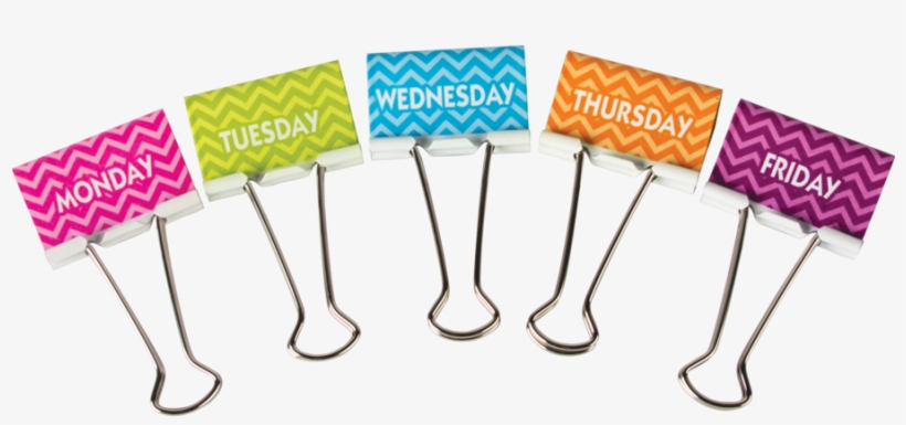Tcr20668 Chevron Days Of The Week Large Binder Clips - Binder Clips, transparent png #3051239