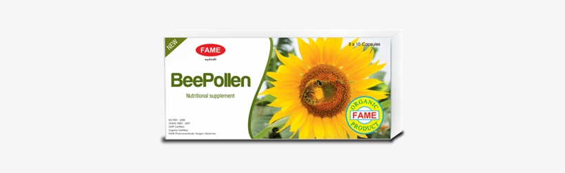 Picture Of Fame Bee Pollen Capsule(ပျားဝတ်မှုန်ဆေး) - Sunflower, transparent png #3051440