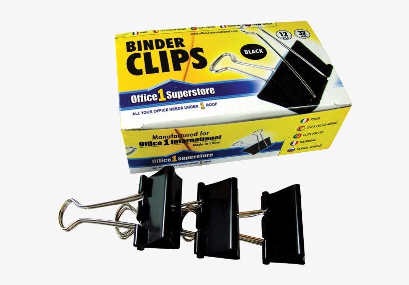 O1s Black Binder Clips 32mm, 12pcs/box, transparent png #3051587