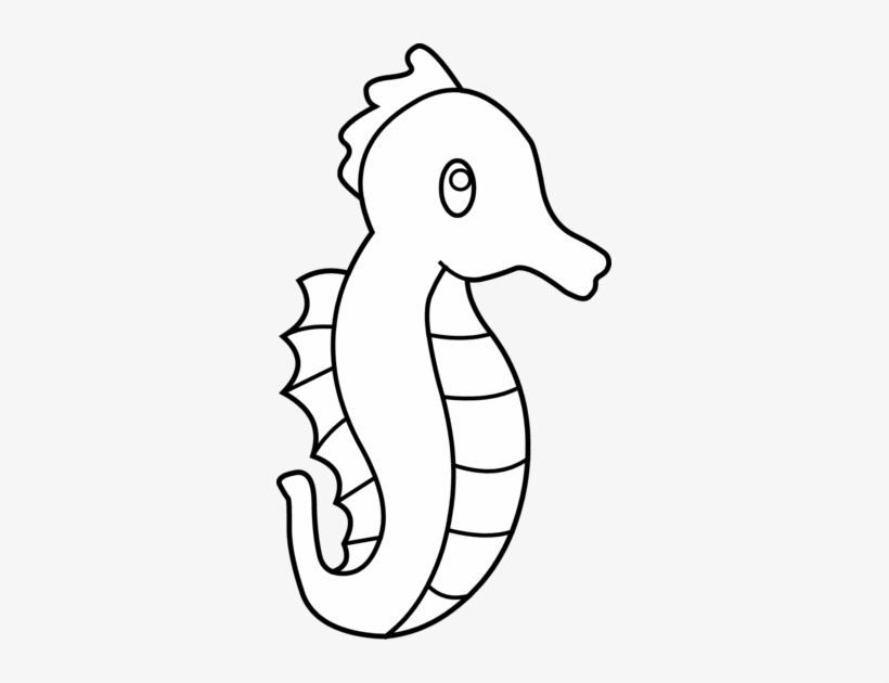 Cute Seahorse Line Art - Seahorse Clipart Black And White, transparent png #3051929
