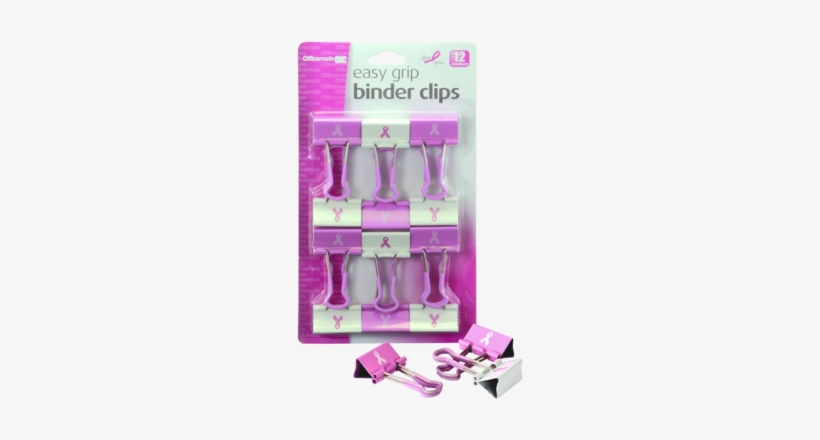 Breast Cancer Awareness Easy Grip Binder Clips - Officemate Breast Cancer Awareness Medium Easy Grip, transparent png #3051951