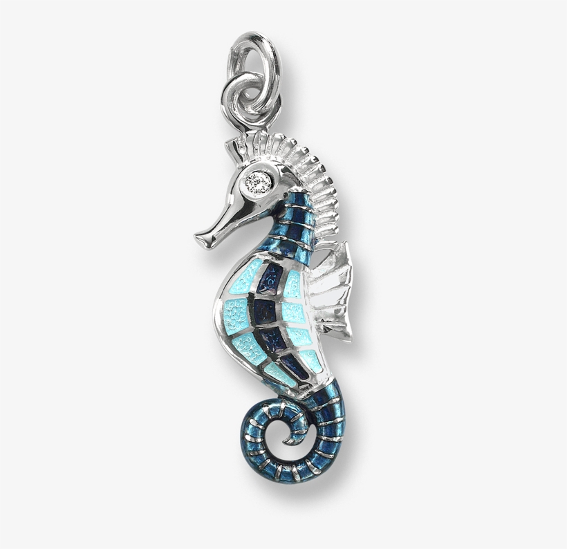 Nicole Barr Designs Sterling Silver Seahorse Charm-blue - Sterling Silver Seahorse Charm, transparent png #3052128