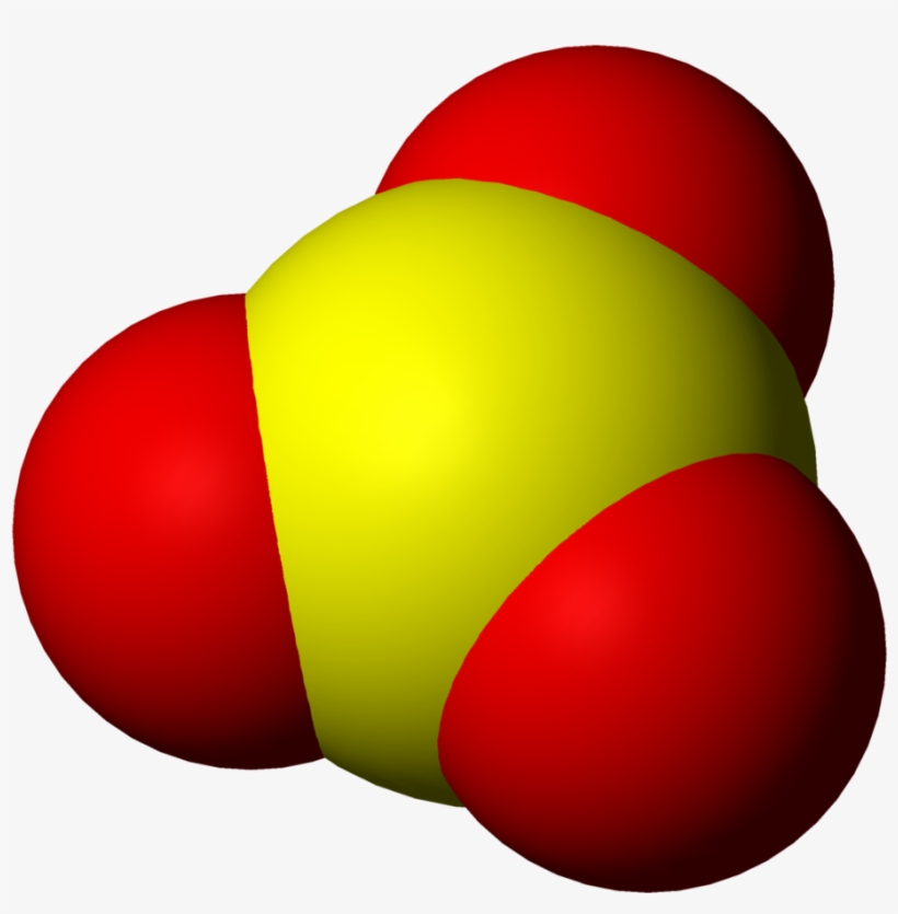 Space-filling Model Of Sulfur Trioxide - اكسيد الكبريت, transparent png #3053197