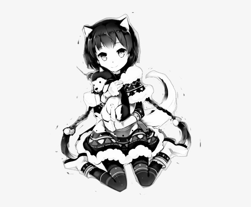 Anime Wolf Girl Black And White, transparent png #3053923