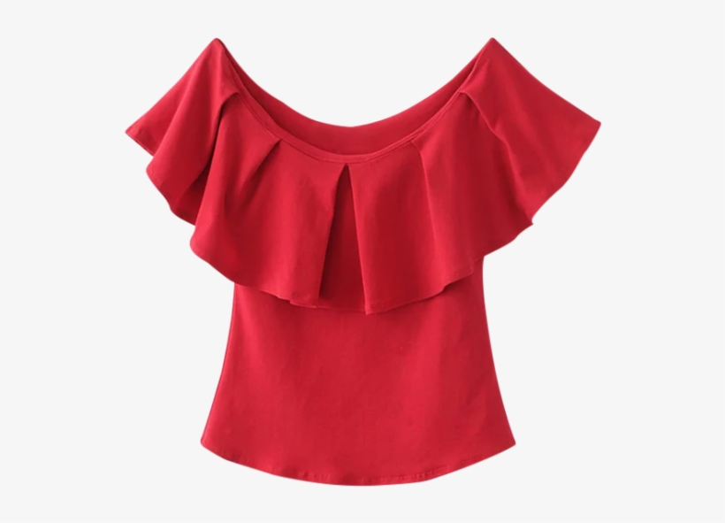 Zaful Off The Shoulder Ruffles Top - Top Rojo De Un Hombro, transparent png #3054415