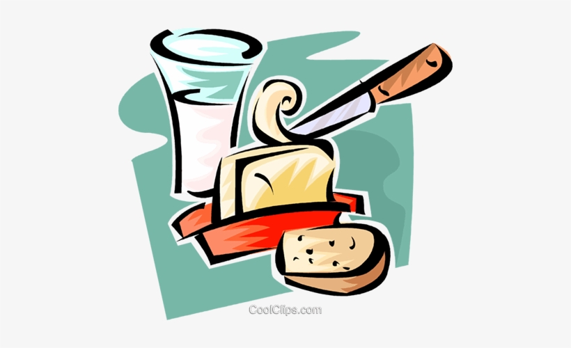 Glass Of Milk, Butter And Bread Royalty Free Vector - Milk And Bread Png, transparent png #3054441