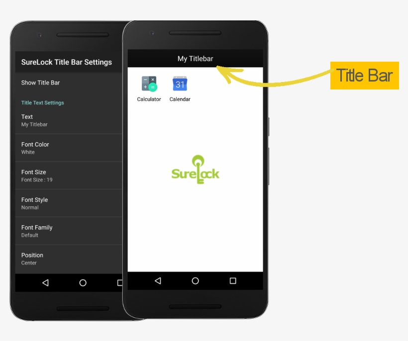 Surelock Title Bar Settings Has Following Customization - Android Phone Title Bar, transparent png #3054591
