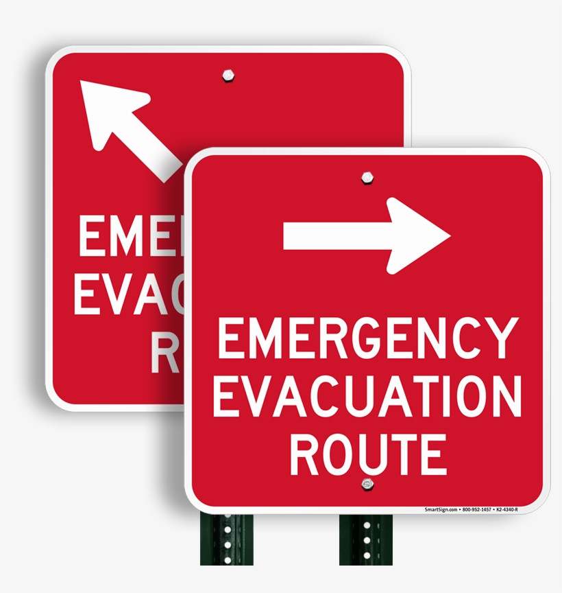 Evacuation Route Sign, 18" X 18", transparent png #3054725