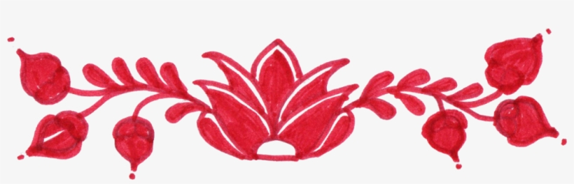 Red Flower Drawing Page Divider 1 - Hand Drawn Flower Divider Transparent, transparent png #3054933