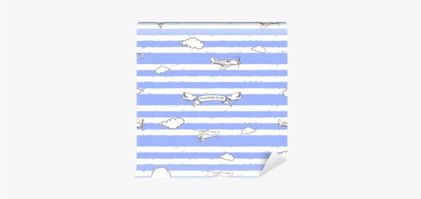 The Seamless Vector Pattern With Airplane,clouds And - Airplane, transparent png #3054992