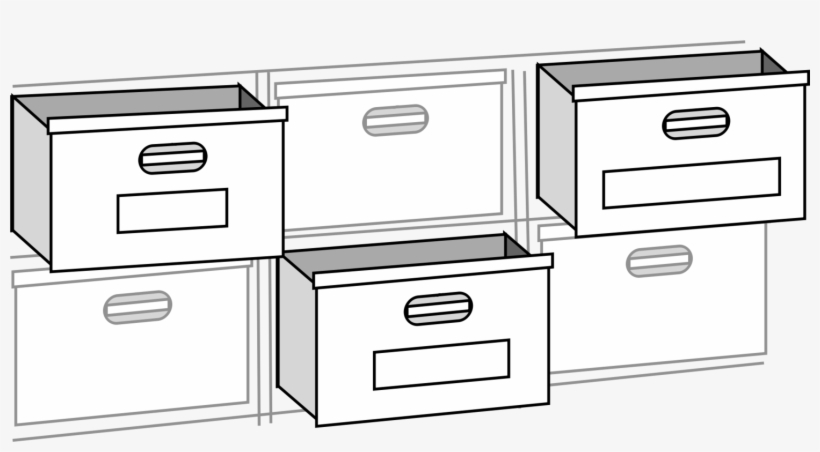 File Cabinets Cabinetry Drawer Drawing File Folders - Black And White File Cabinet Clip Art, transparent png #3055165