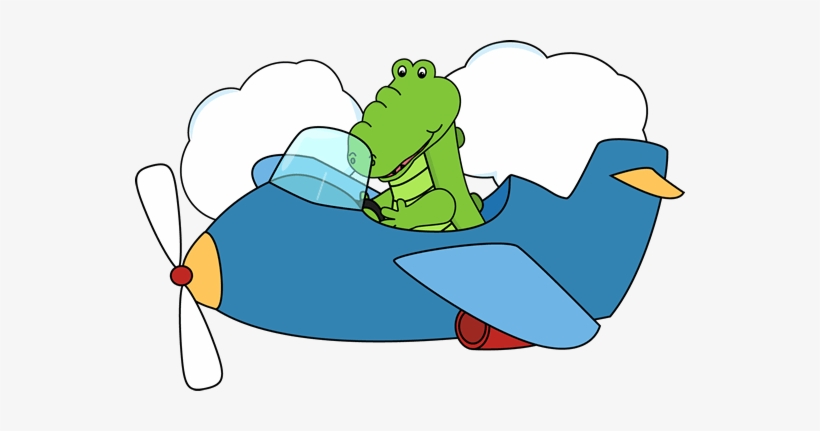 Airplane Clip Art - Alligator Flying A Plane, transparent png #3055646