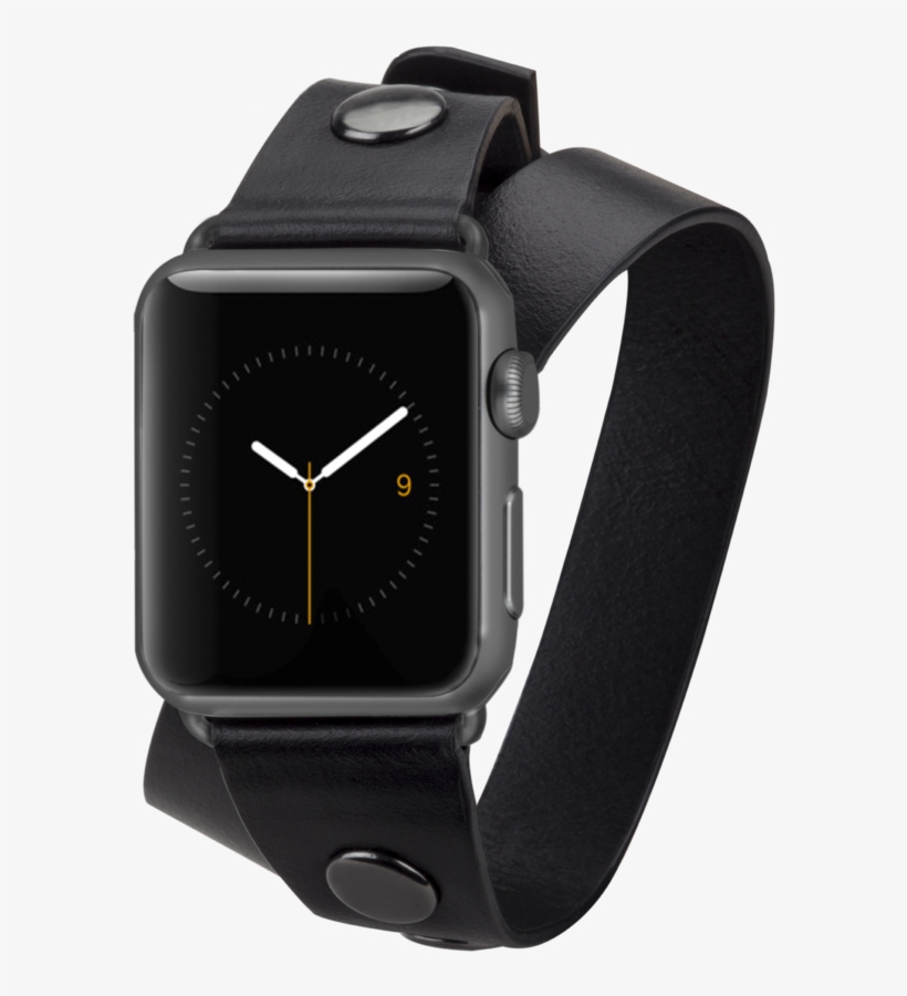Apple Watch 38mm Black Wrap - Hermes Black Apple Watch Band, transparent png #3055943