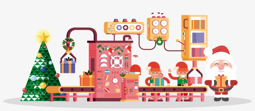 Papai Noel Na Fábrica - Christmas Conveyor Belt, transparent png #3058634