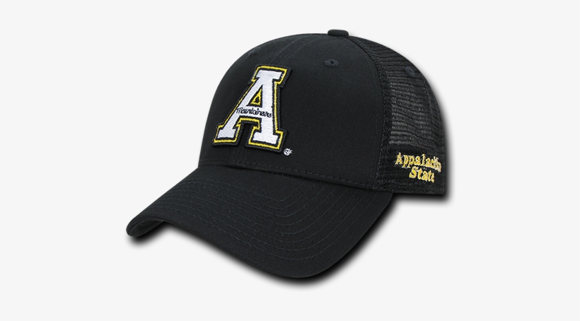 Ncaa Appalachian State Mountaineers Cotton Trucker - W Republic Apparel Relaxed Mesh Cap, Style 1017, Black, transparent png #3060022