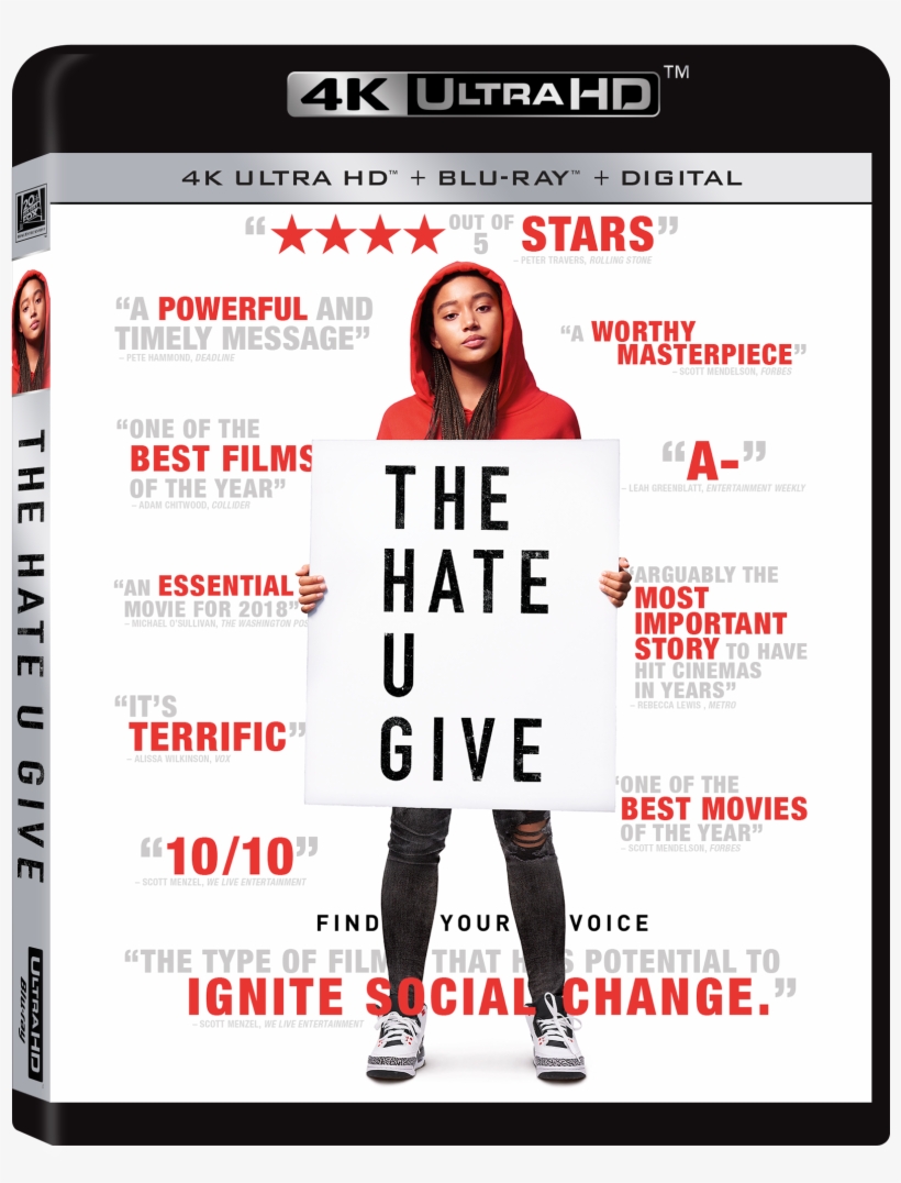 The Hate U Give 4k Ultra Hd Combo Pack Cover - Hate You Give Showtimes, transparent png #3060026