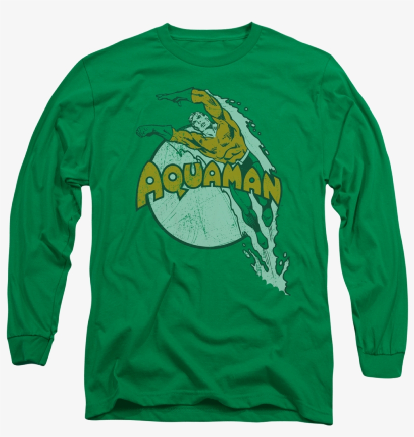 Dorkees - Com - Aquaman - Splash Long Sleeve T Shirt,, transparent png #3062736