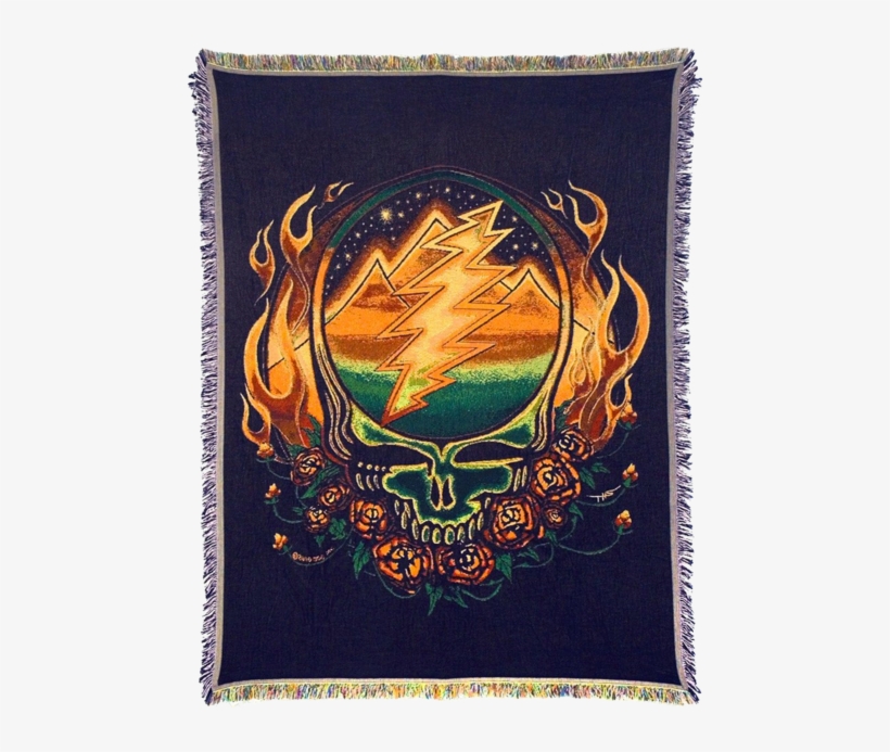 Grateful Dead Scarlet Fire Stealie Woven Cotton Blanket-preorder - Steal Your Face, transparent png #3065925